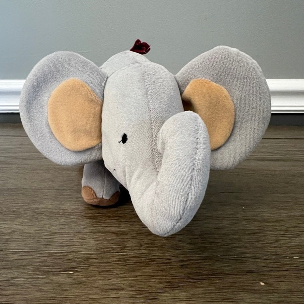 Lambs & Ivy Papagayo Gray Elephant Plush Red Embroidered Sun Flower Jungle Toy